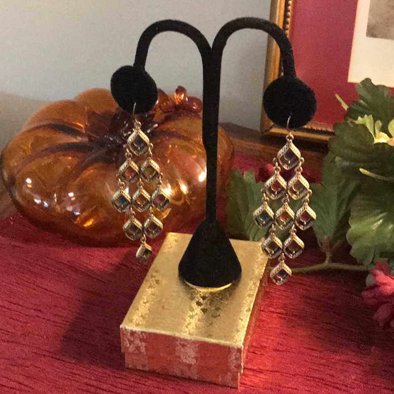 Bronze Tone Fashion Multi Colored Earrings.